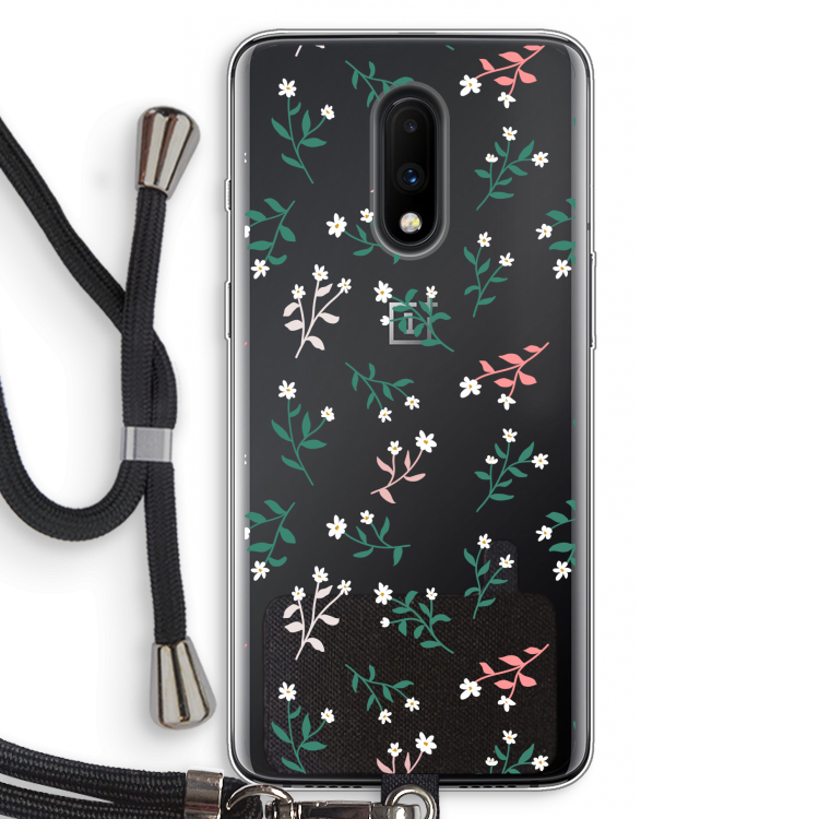 Small white flowers: OnePlus 7 Transparant Hoesje met koord