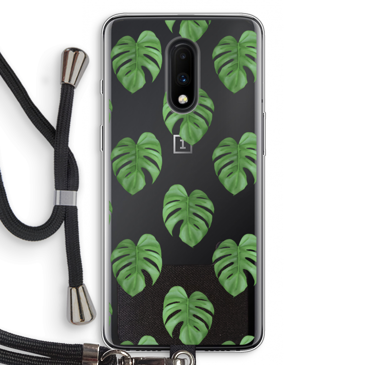 Monstera leaves: OnePlus 7 Transparant Hoesje met koord