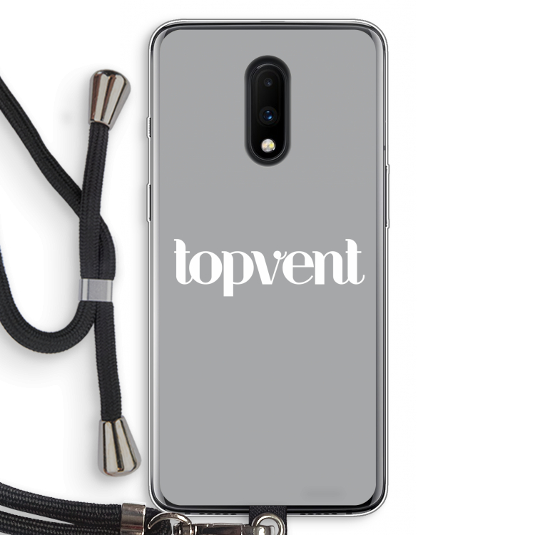 Topvent Grijs Wit: OnePlus 7 Transparant Hoesje met koord