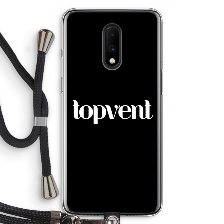 Topvent Zwart: OnePlus 7 Transparant Hoesje met koord