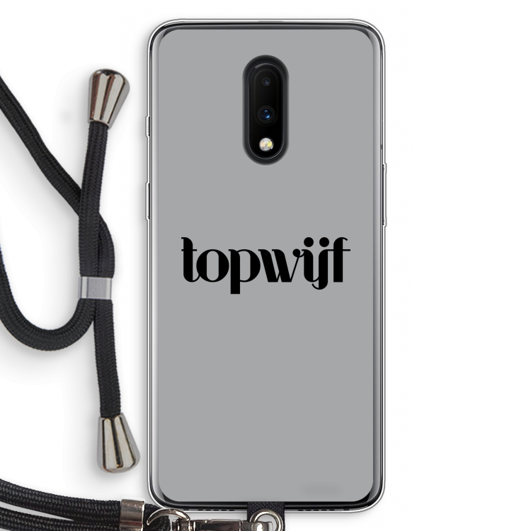 Topwijf Grijs Zwart: OnePlus 7 Transparant Hoesje met koord