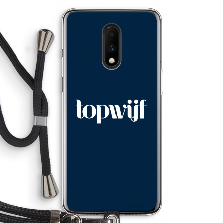 Topwijf Navy: OnePlus 7 Transparant Hoesje met koord