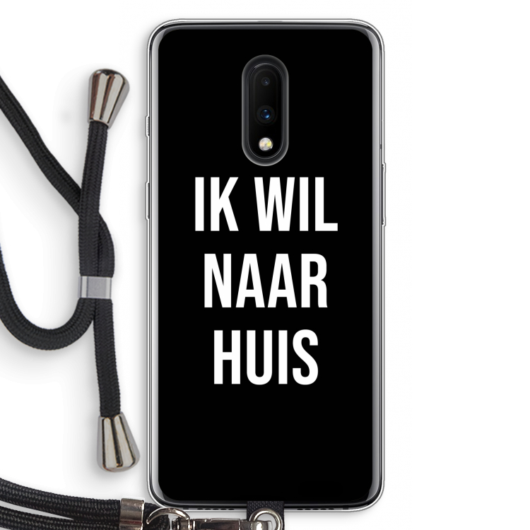 Ik wil naar huis - Zwart: OnePlus 7 Transparant Hoesje met koord