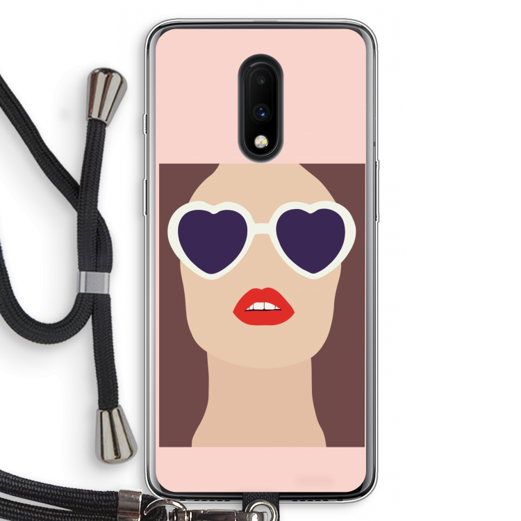 Red lips: OnePlus 7 Transparant Hoesje met koord