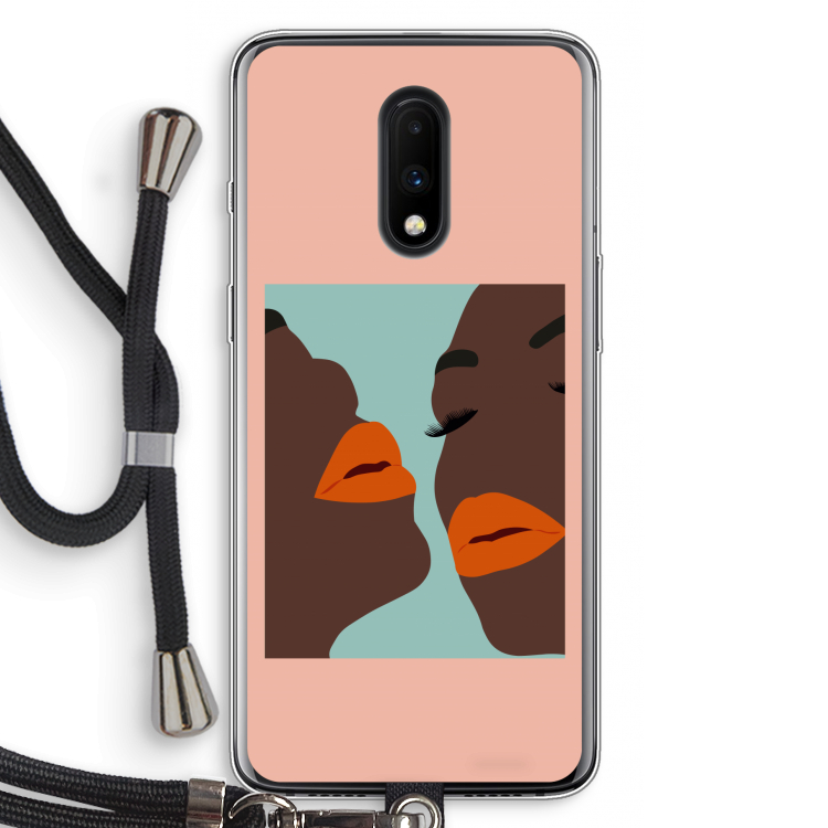 Orange lips: OnePlus 7 Transparant Hoesje met koord