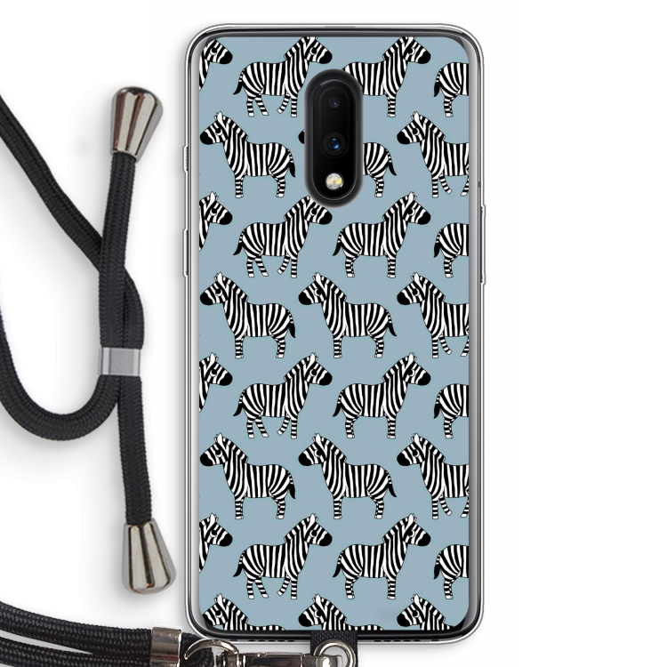 Zebra: OnePlus 7 Transparant Hoesje met koord