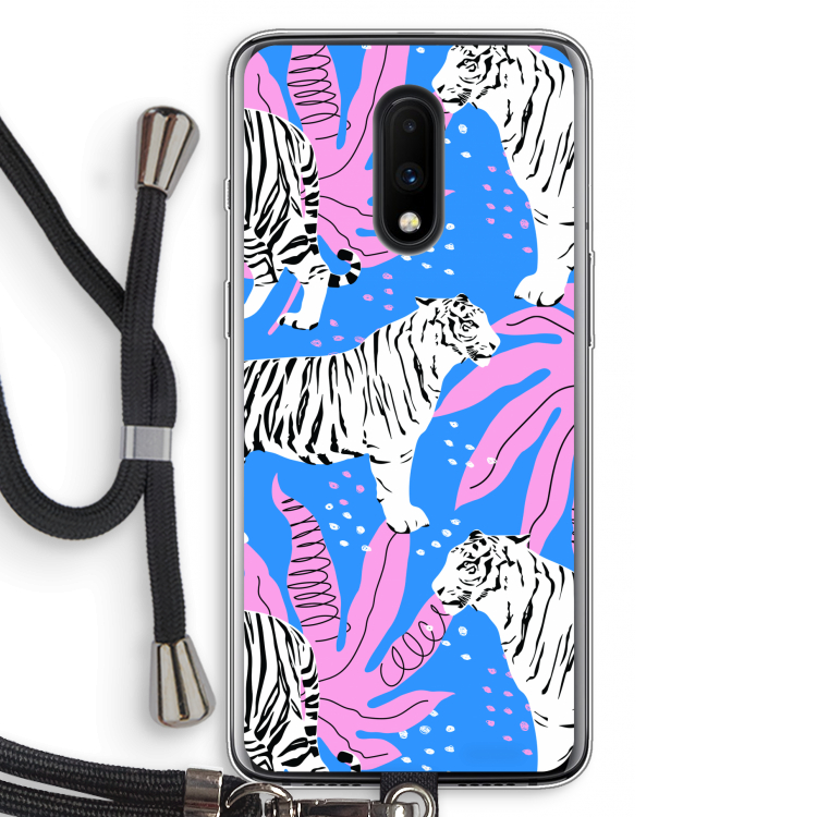 Tijger: OnePlus 7 Transparant Hoesje met koord