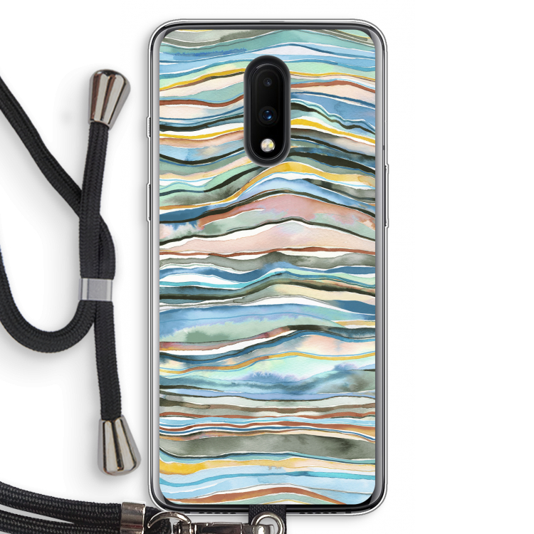 Watercolor Agate: OnePlus 7 Transparant Hoesje met koord