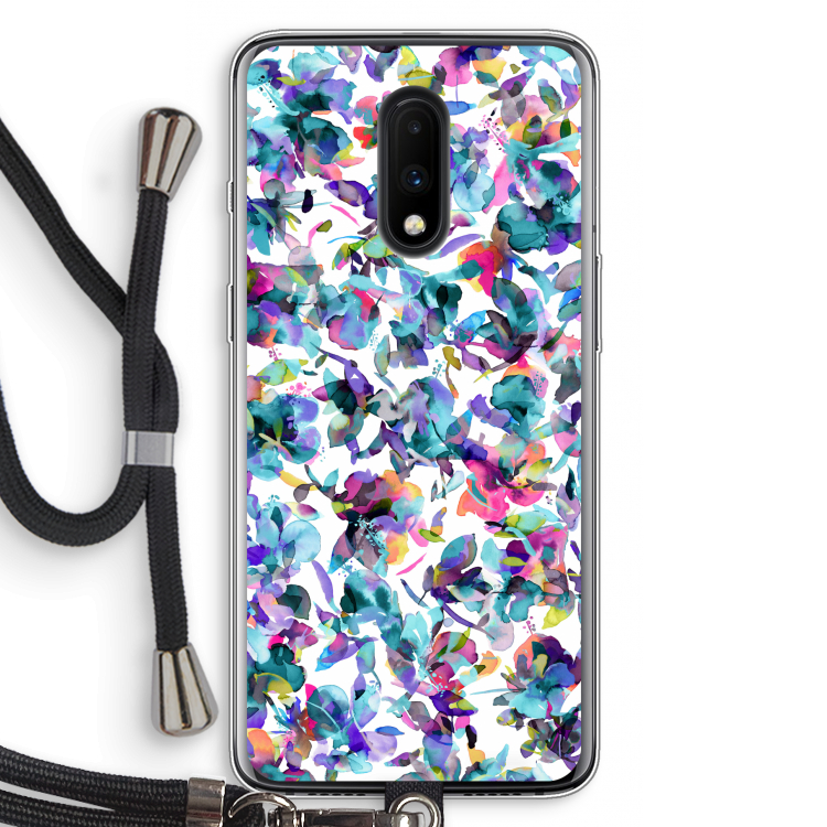 Hibiscus Flowers: OnePlus 7 Transparant Hoesje met koord