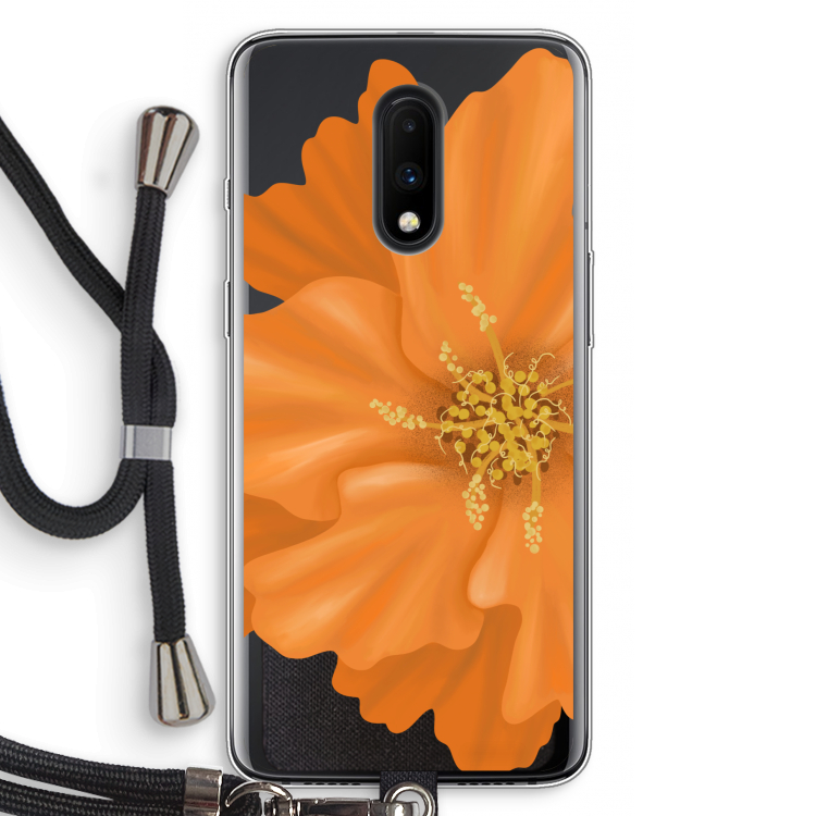 Orange Ellila flower: OnePlus 7 Transparant Hoesje met koord