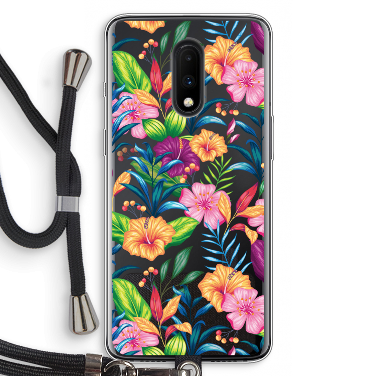 Tropisch 2: OnePlus 7 Transparant Hoesje met koord