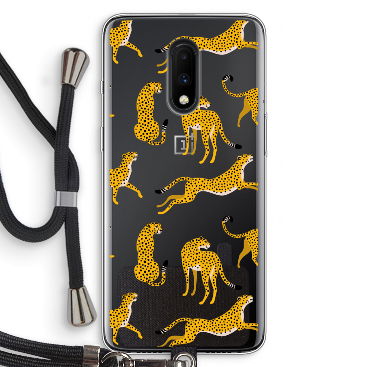 Luipaard: OnePlus 7 Transparant Hoesje met koord