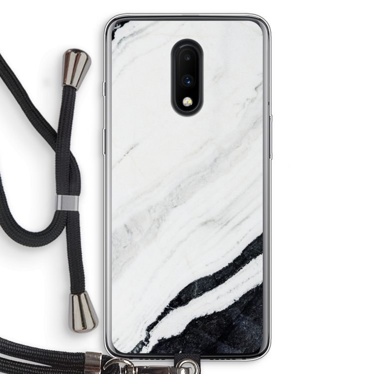 Elegante marmer: OnePlus 7 Transparant Hoesje met koord