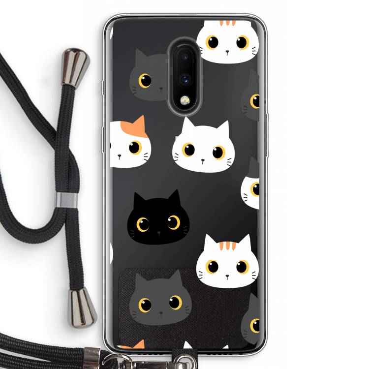 Katten: OnePlus 7 Transparant Hoesje met koord