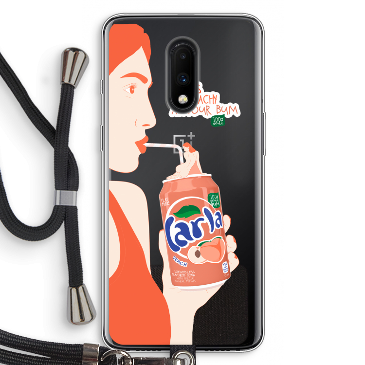Peach please!: OnePlus 7 Transparant Hoesje met koord
