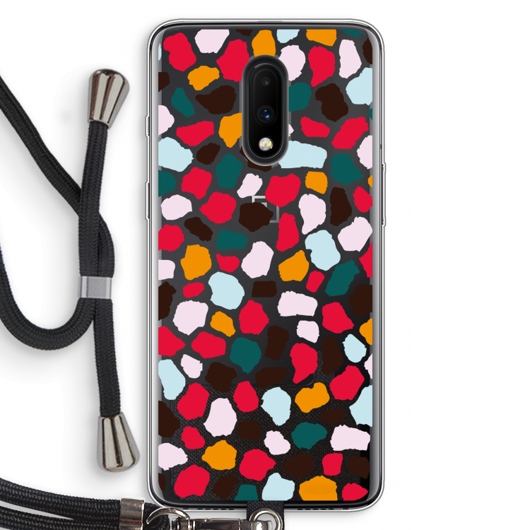 Colored Giraffe: OnePlus 7 Transparant Hoesje met koord