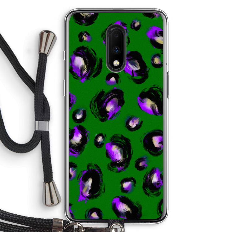 Green Cheetah: OnePlus 7 Transparant Hoesje met koord