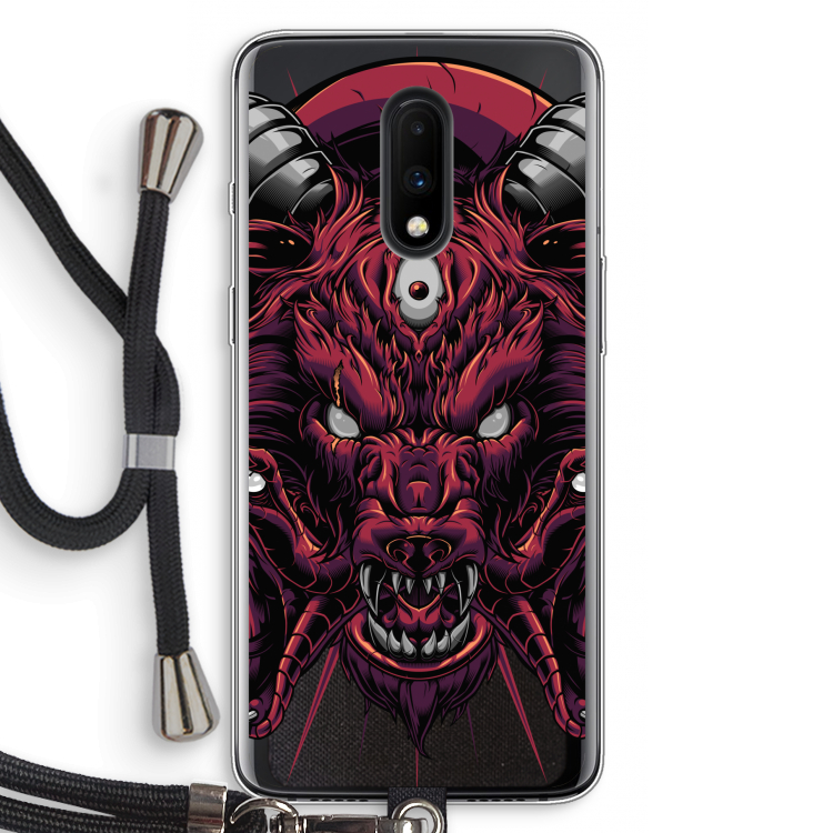 Hell Hound and Serpents: OnePlus 7 Transparant Hoesje met koord