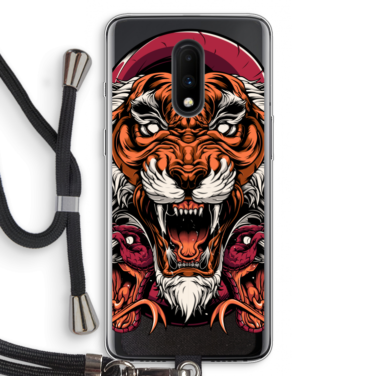 Tiger and Rattlesnakes: OnePlus 7 Transparant Hoesje met koord