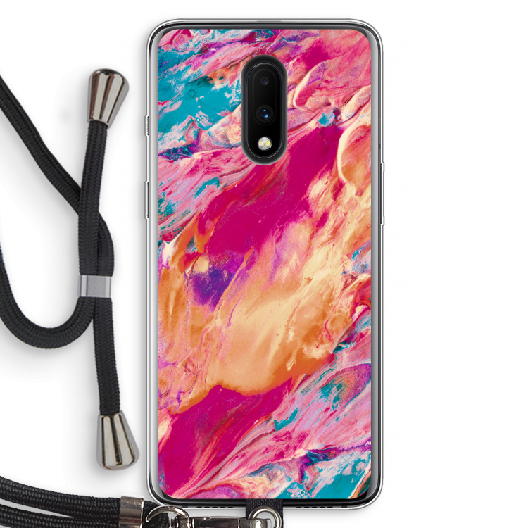 Pastel Echoes: OnePlus 7 Transparant Hoesje met koord