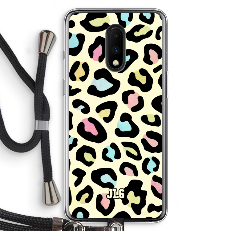 Leopard pattern: OnePlus 7 Transparant Hoesje met koord