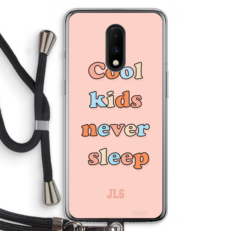 Cool Kids Never Sleep: OnePlus 7 Transparant Hoesje met koord