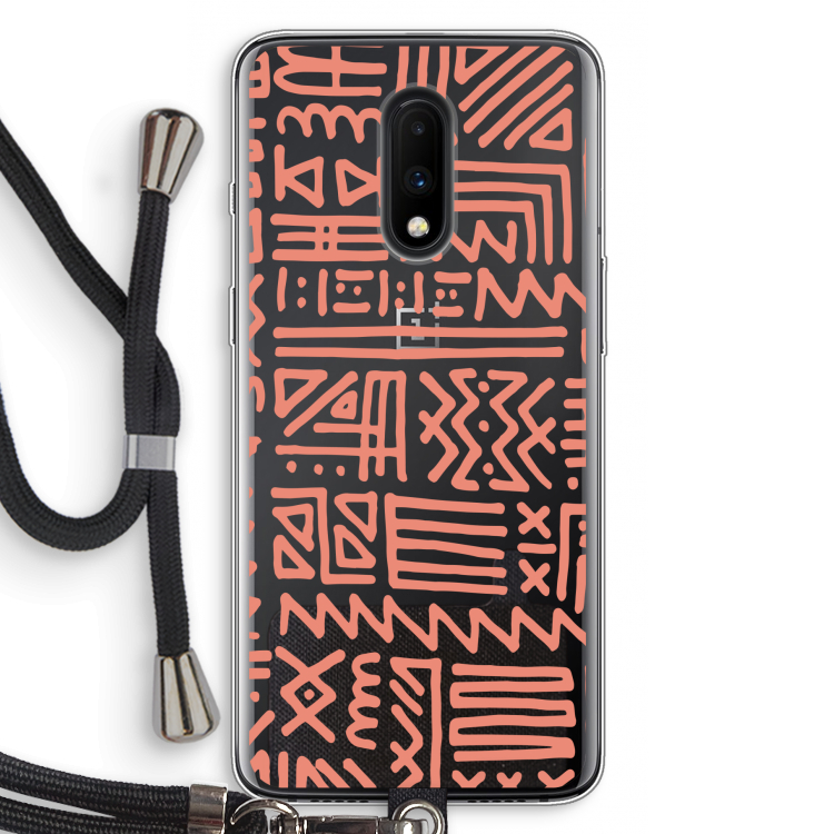 Marrakech Pink: OnePlus 7 Transparant Hoesje met koord