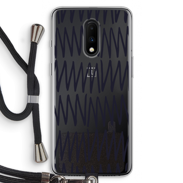 Marrakech Zigzag: OnePlus 7 Transparant Hoesje met koord