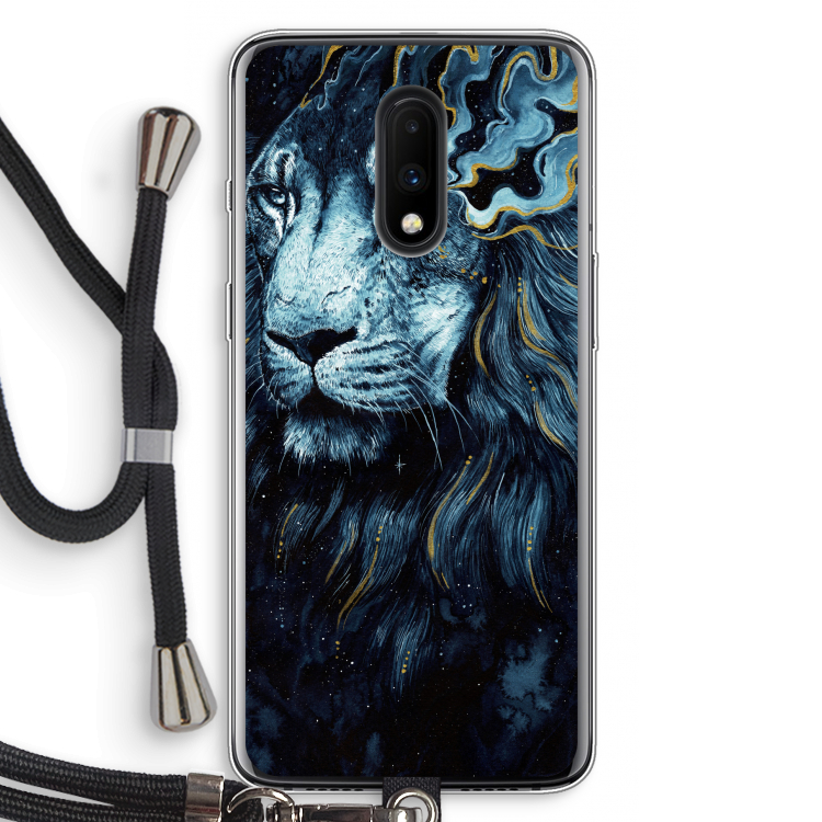 Darkness Lion: OnePlus 7 Transparant Hoesje met koord