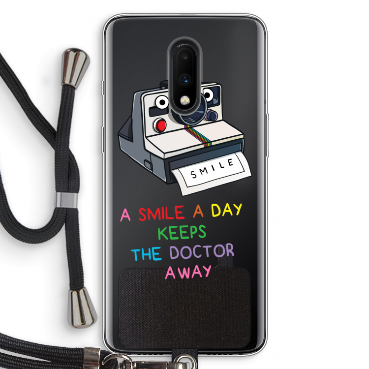 Smile: OnePlus 7 Transparant Hoesje met koord