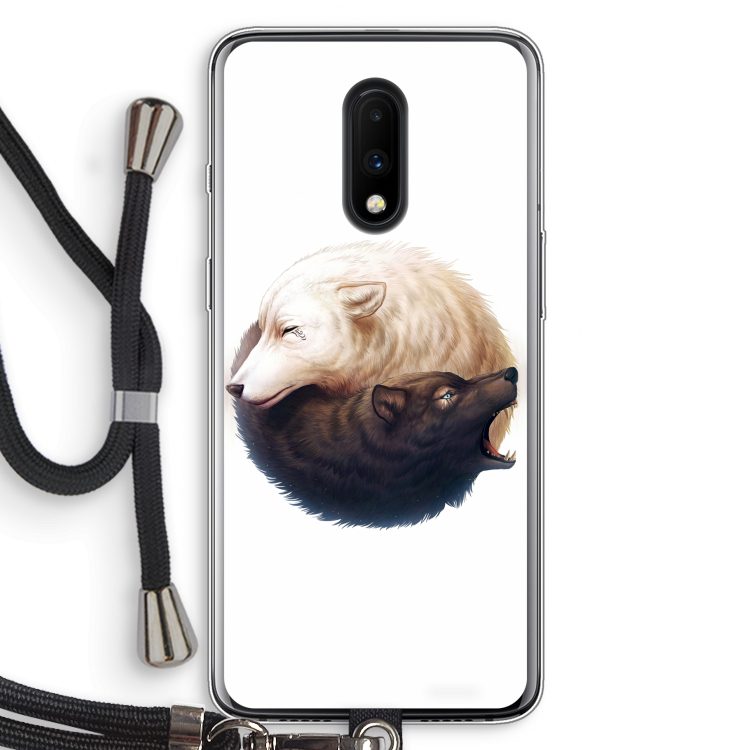 Yin Yang Wolves: OnePlus 7 Transparant Hoesje met koord