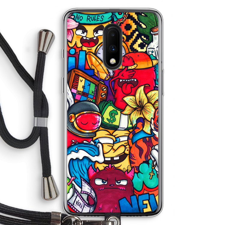 No Rules: OnePlus 7 Transparant Hoesje met koord