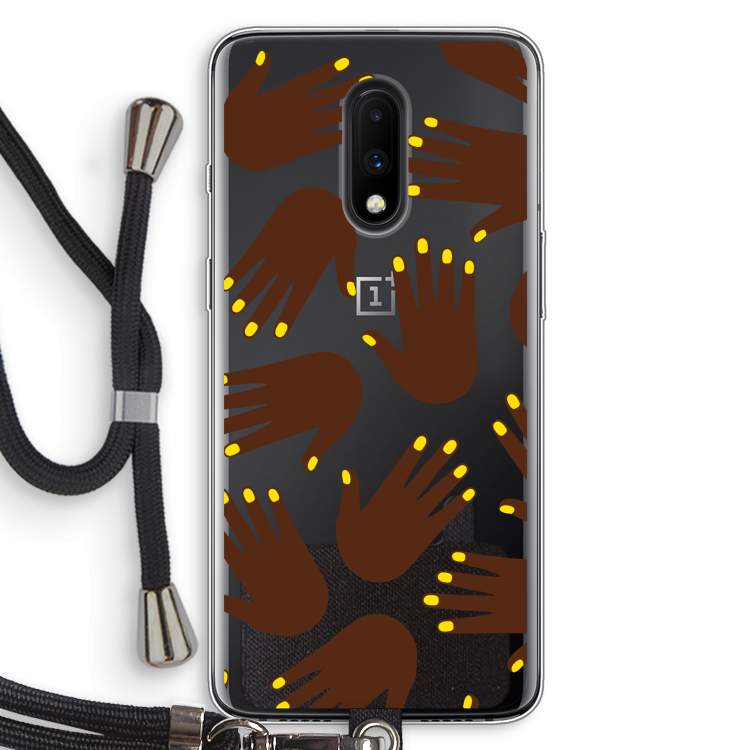 Hands dark: OnePlus 7 Transparant Hoesje met koord