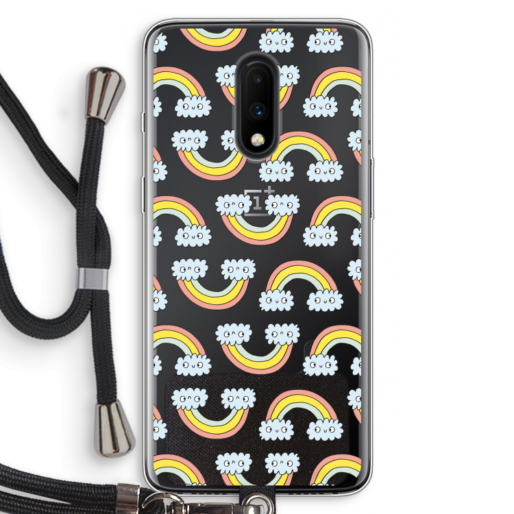 Regenboog: OnePlus 7 Transparant Hoesje met koord