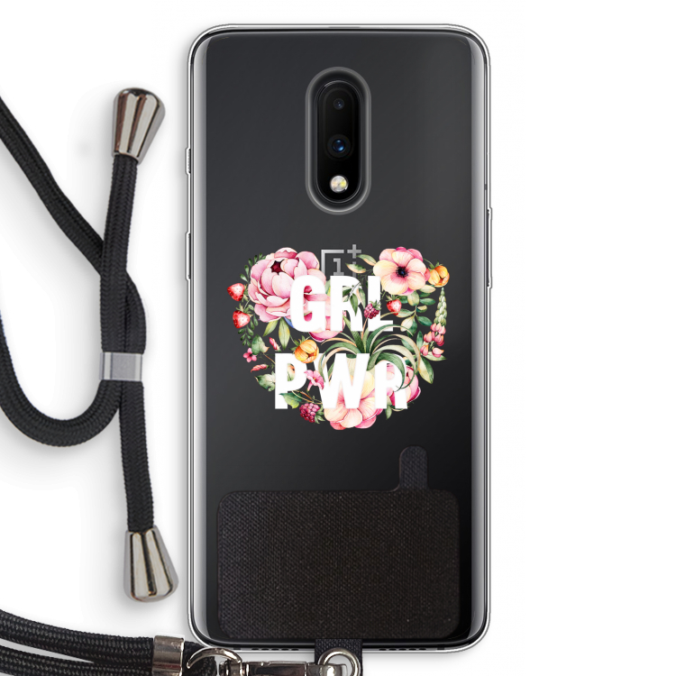 GRL PWR Flower: OnePlus 7 Transparant Hoesje met koord