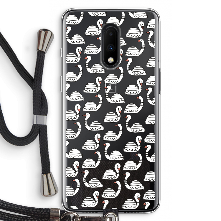 Zwanen: OnePlus 7 Transparant Hoesje met koord