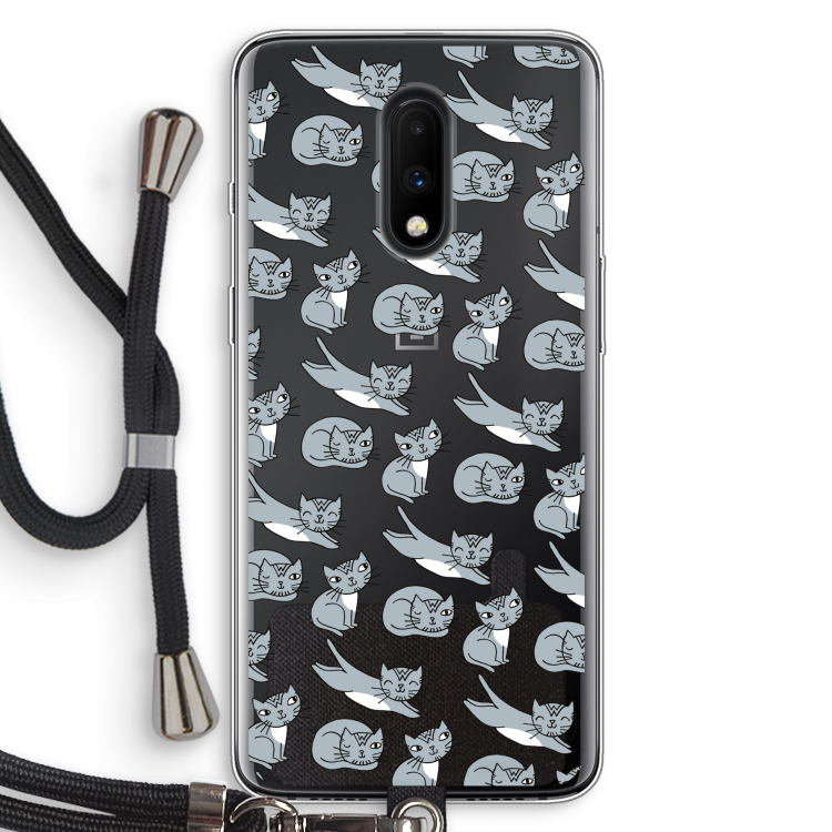 Poezen: OnePlus 7 Transparant Hoesje met koord