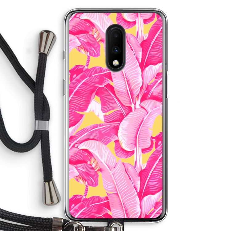 Pink Banana: OnePlus 7 Transparant Hoesje met koord