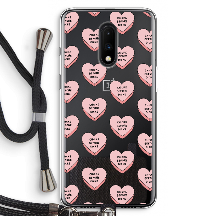 Chicks before dicks: OnePlus 7 Transparant Hoesje met koord