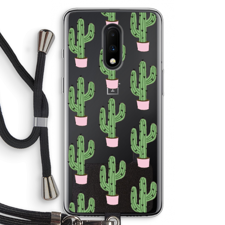Cactus Lover: OnePlus 7 Transparant Hoesje met koord
