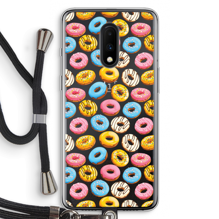 Pink donuts: OnePlus 7 Transparant Hoesje met koord