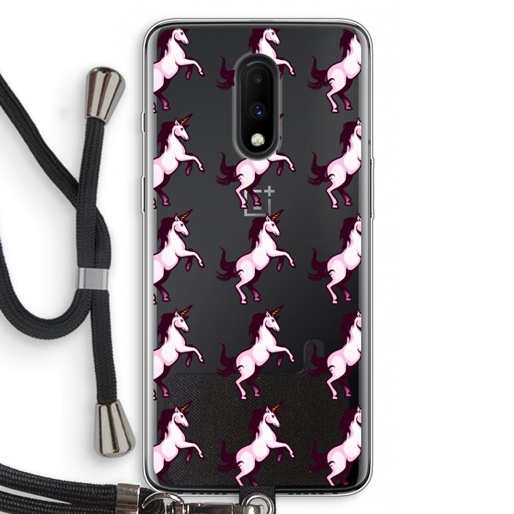 Musketon Unicorn: OnePlus 7 Transparant Hoesje met koord