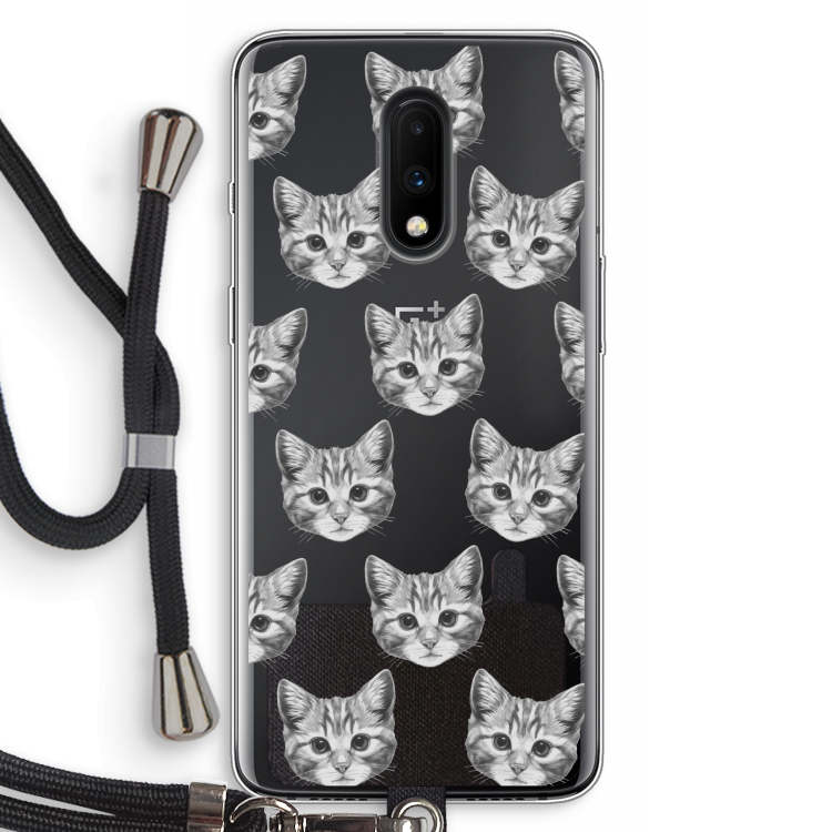 Kitten: OnePlus 7 Transparant Hoesje met koord