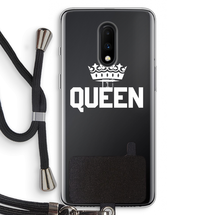 Queen zwart: OnePlus 7 Transparant Hoesje met koord