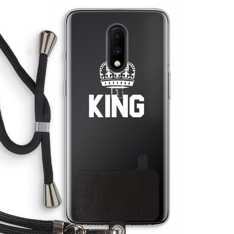 King zwart: OnePlus 7 Transparant Hoesje met koord