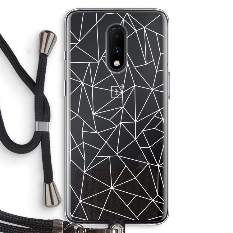 Geometrische lijnen wit: OnePlus 7 Transparant Hoesje met koord