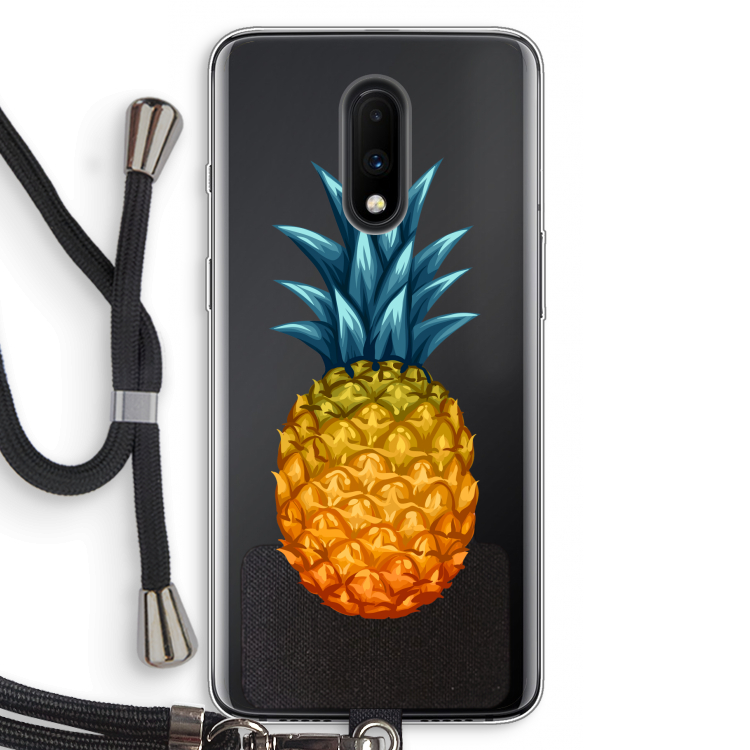Grote ananas: OnePlus 7 Transparant Hoesje met koord