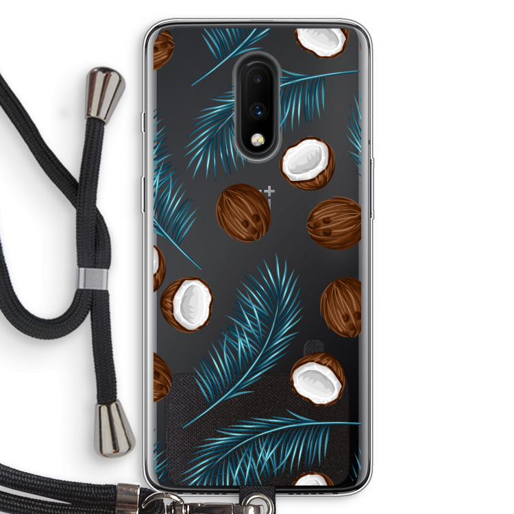 Kokosnoot roze: OnePlus 7 Transparant Hoesje met koord