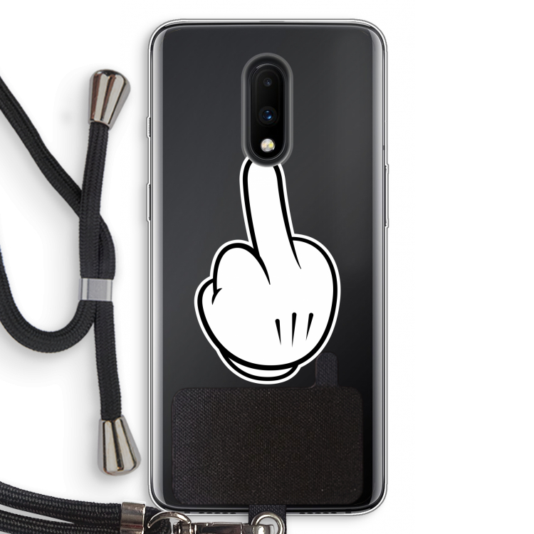 Middle finger black: OnePlus 7 Transparant Hoesje met koord