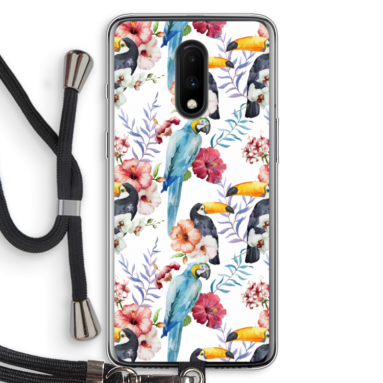 Bloemen tukan: OnePlus 7 Transparant Hoesje met koord